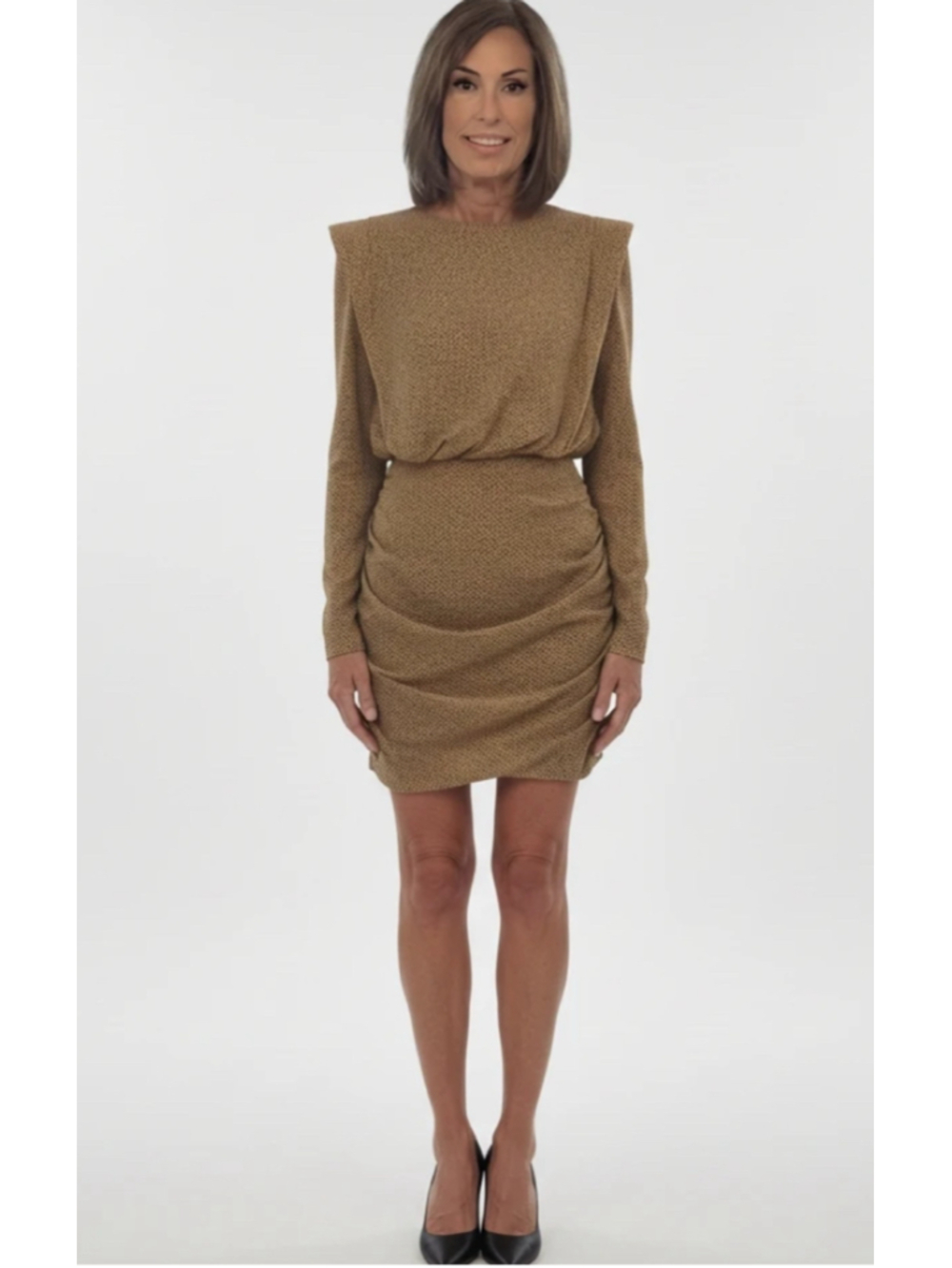 Ted Baker Beige Quinci Geometric Animal Print Ruched Mini Dress Size 4 US 10